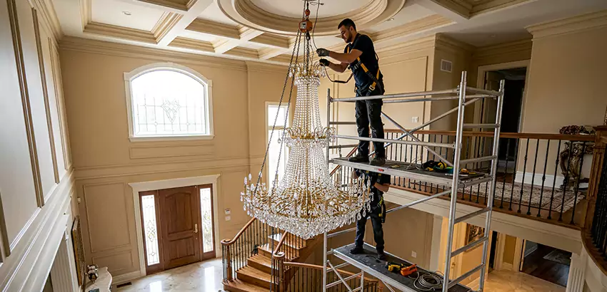 Two-Story Foyer Chandelier Installation in Lakeland