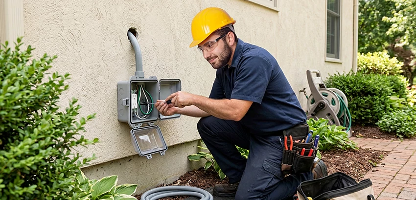 Outdoor Outlet Installation on Vinyl Siding in Lakeland